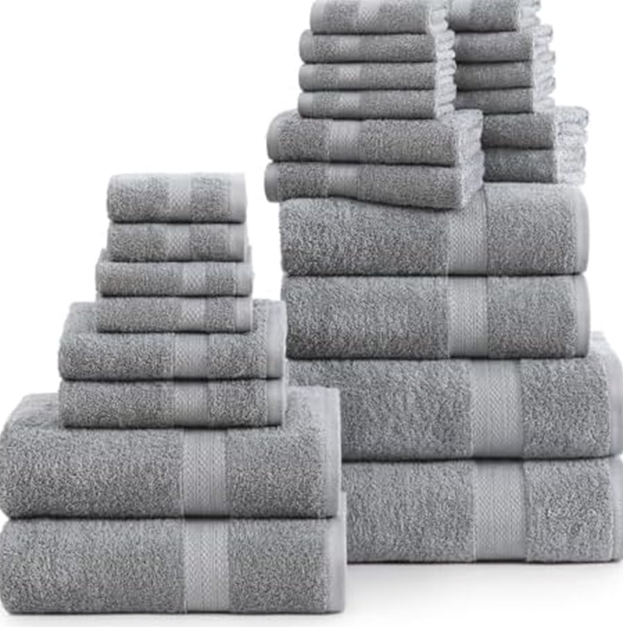 Bath Towel Set, 24-Piece, Ring-Spun Cotton, Space Grey — photo 2 of 6