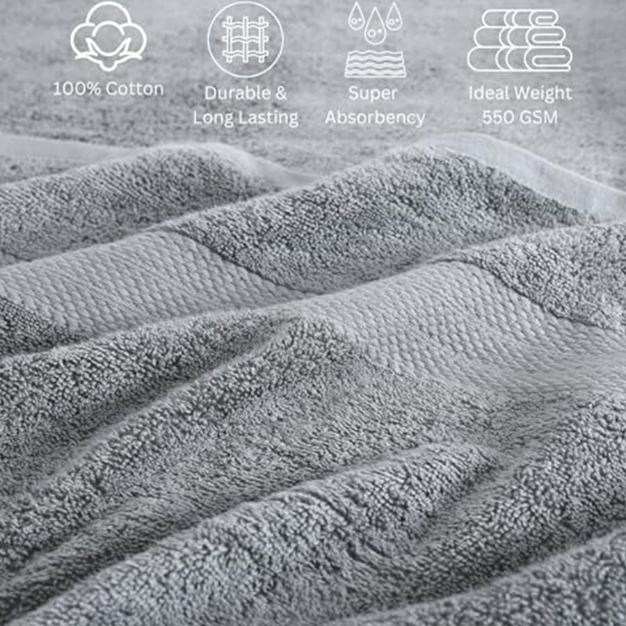 Bath Towel Set, 24-Piece, Ring-Spun Cotton, Space Grey — photo 5 of 6