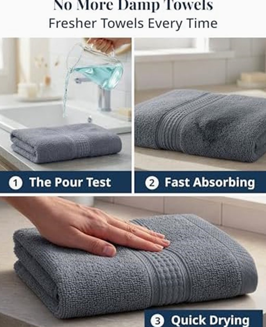 Hand Towels, Set of 4, 100% Cotton, 16