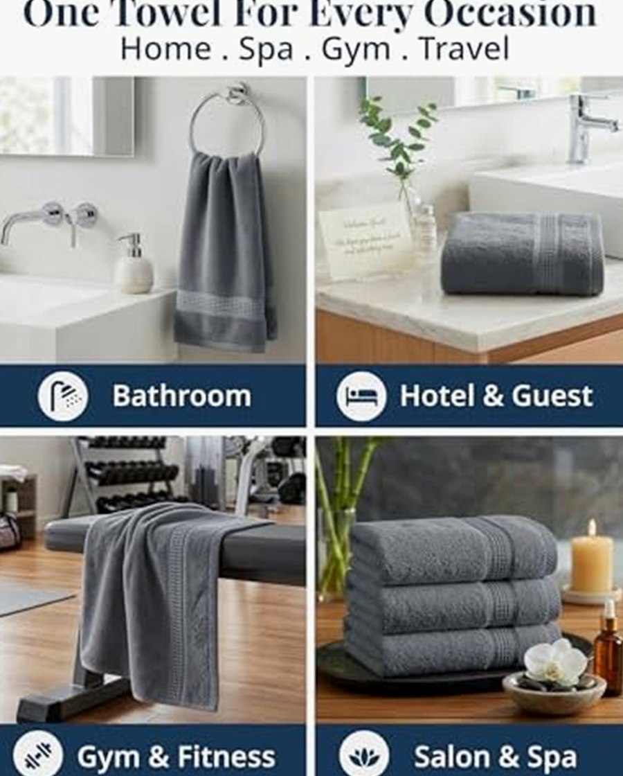 Hand Towels, Set of 4, 100% Cotton, 16