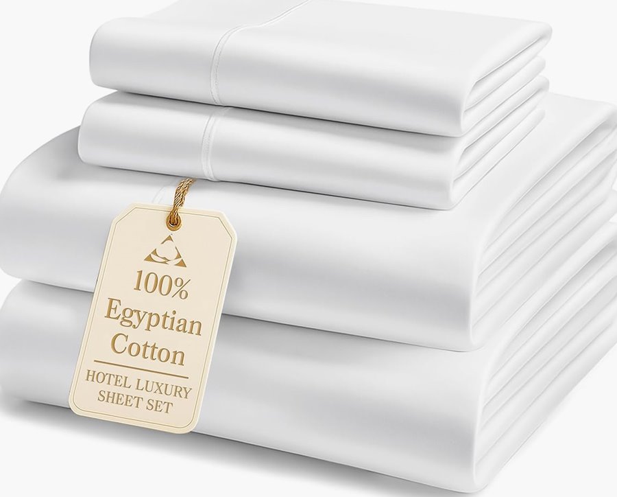 King 100% Egyptian Cotton Sheet Set, Sateen, 16