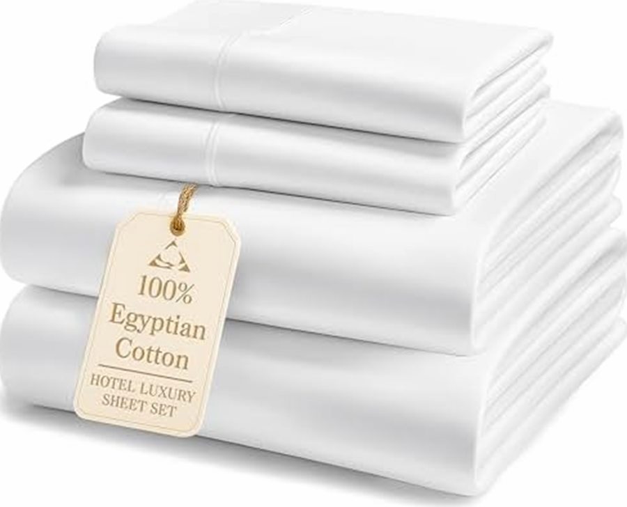 King 100% Egyptian Cotton Sheet Set, Sateen, 16