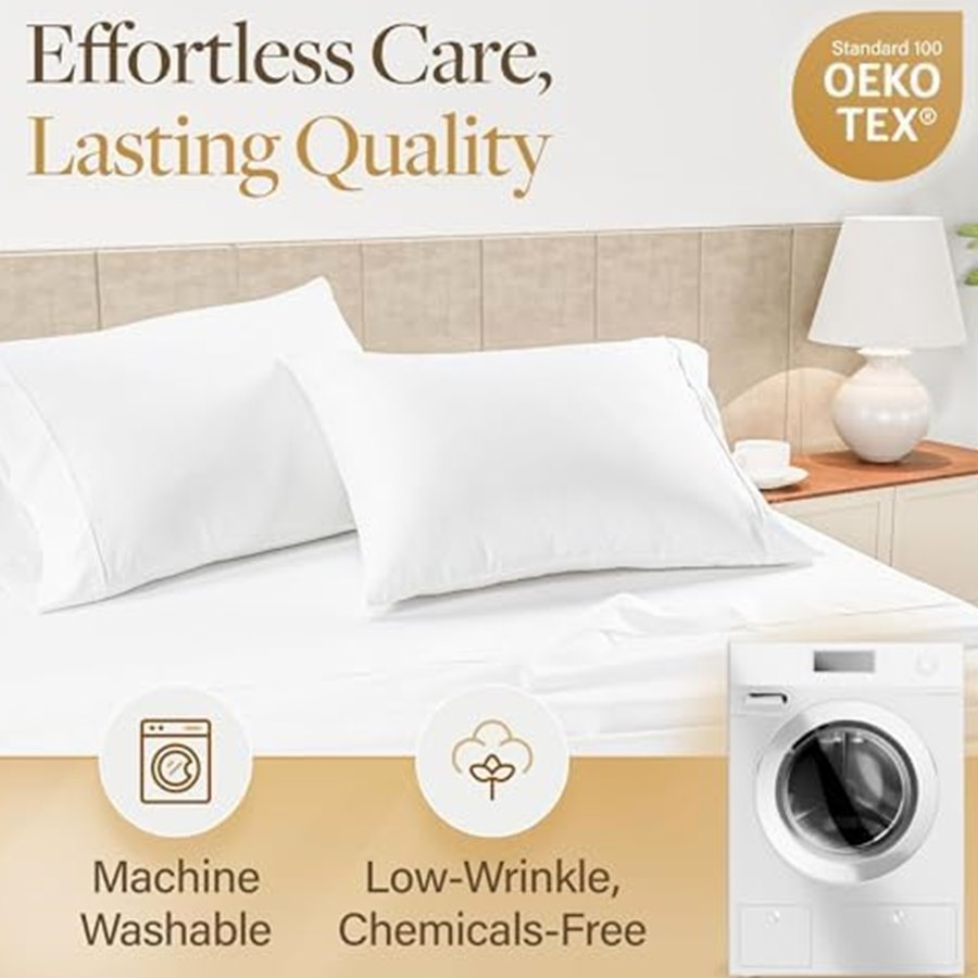 King 100% Egyptian Cotton Sheet Set, Sateen, 16