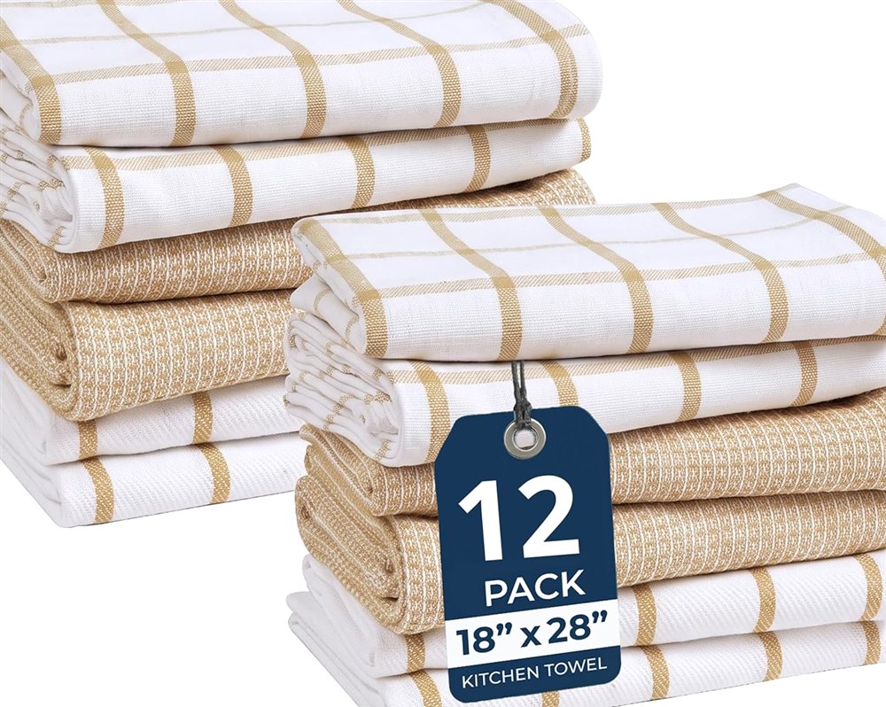 Kitchen Towels & Dishcloths Set of 12, 18