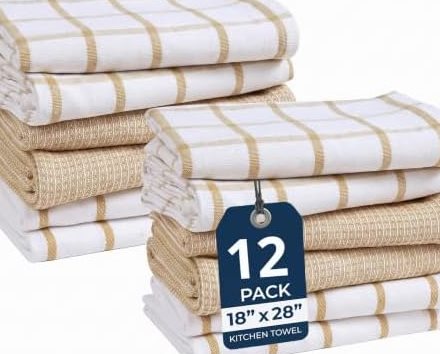 Kitchen Towels & Dishcloths Set of 12, 18