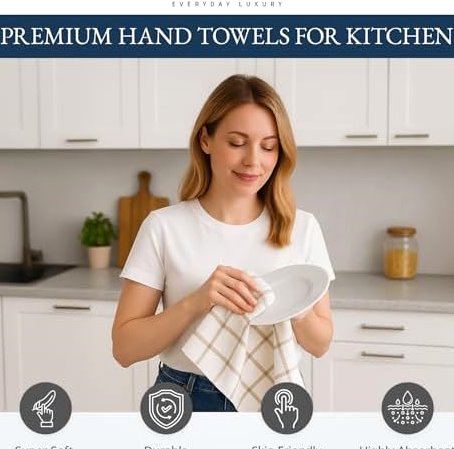 Kitchen Towels & Dishcloths Set of 12, 18