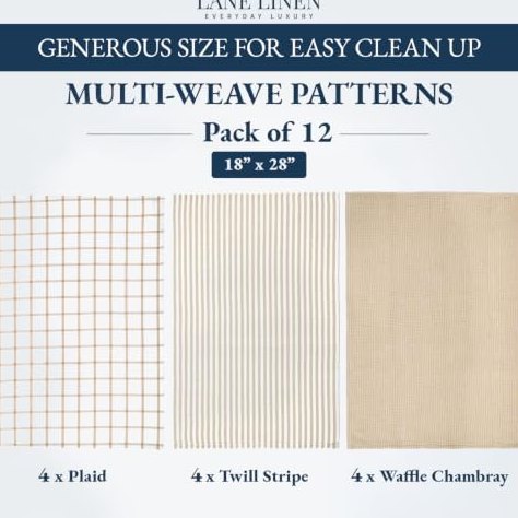 Kitchen Towels & Dishcloths Set of 12, 18