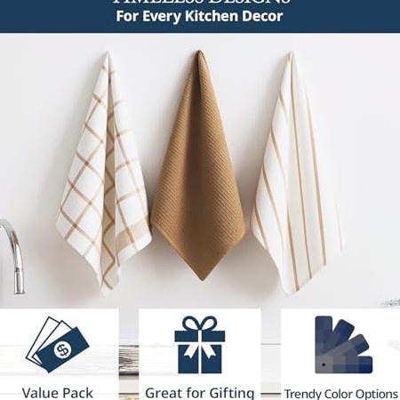 Kitchen Towels & Dishcloths Set of 12, 18