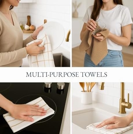 Kitchen Towels & Dishcloths Set of 12, 18