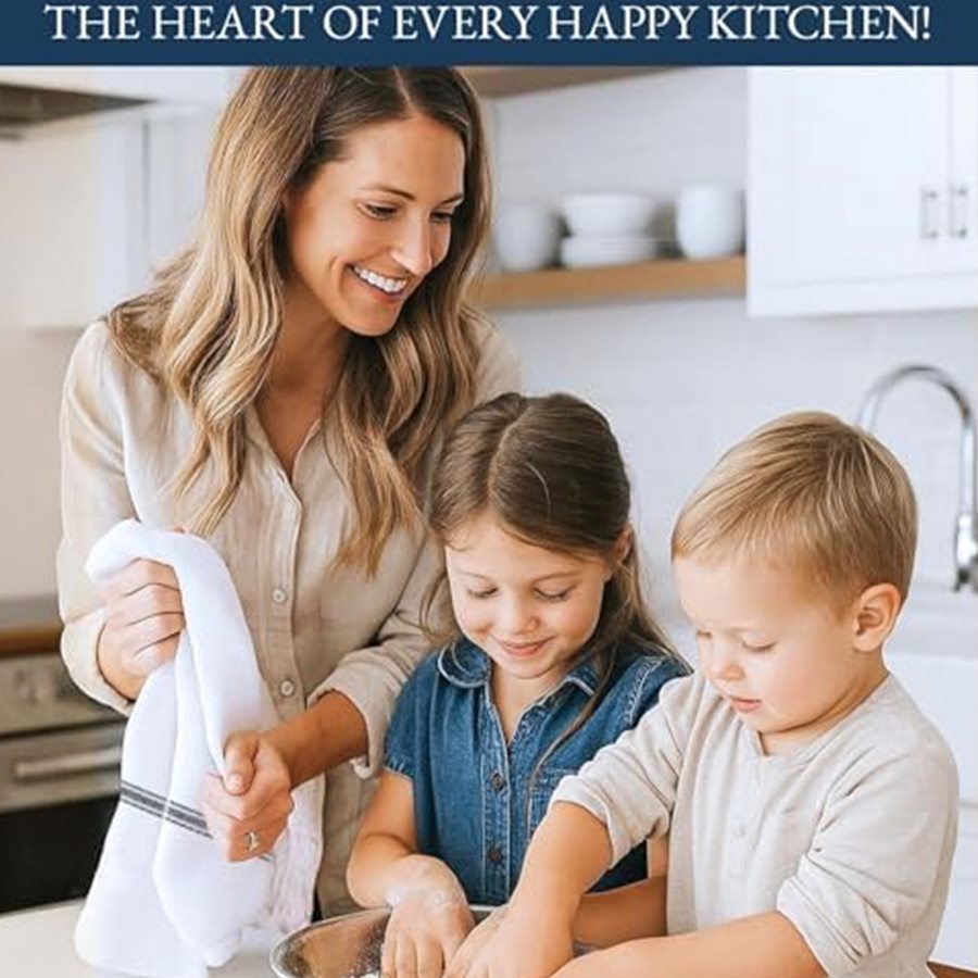 Kitchen Towel Set, 6 Pack, 100% Cotton Herringbone, 14