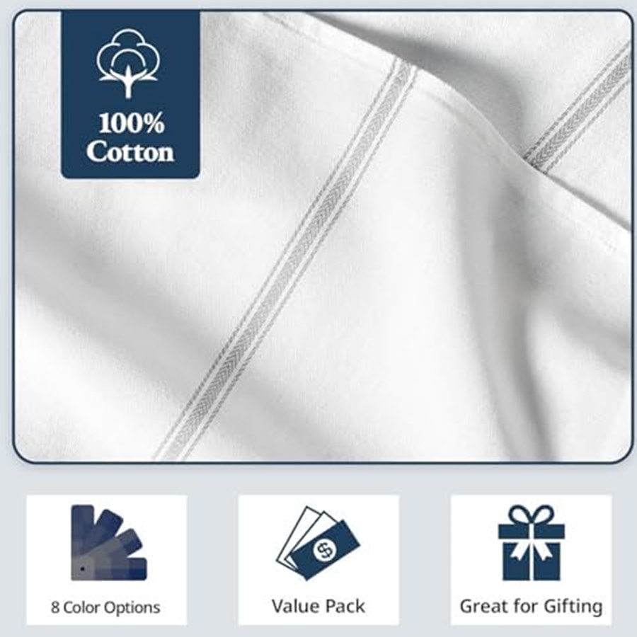 Kitchen Towel Set, 6 Pack, 100% Cotton Herringbone, 14