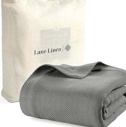 Queen Cotton Blanket, Herringbone Weave, 90