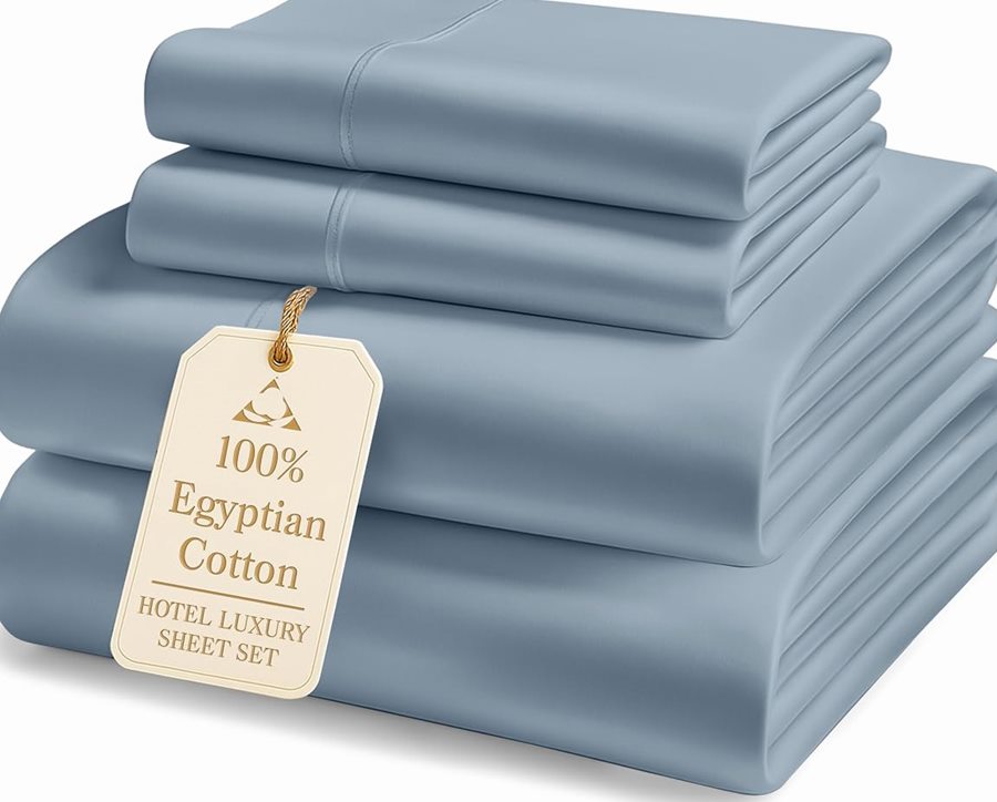 Queen 100% Egyptian Cotton Sheet Set, Mercerized Sateen