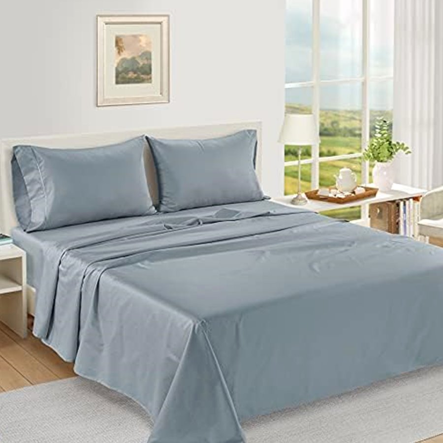 Queen 100% Egyptian Cotton Sheet Set, Mercerized Sateen — photo 3 of 6