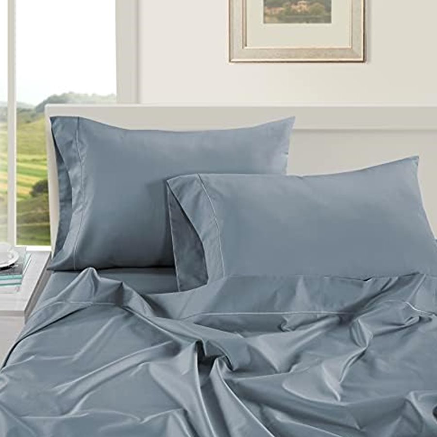 Queen 100% Egyptian Cotton Sheet Set, Mercerized Sateen — photo 4 of 6