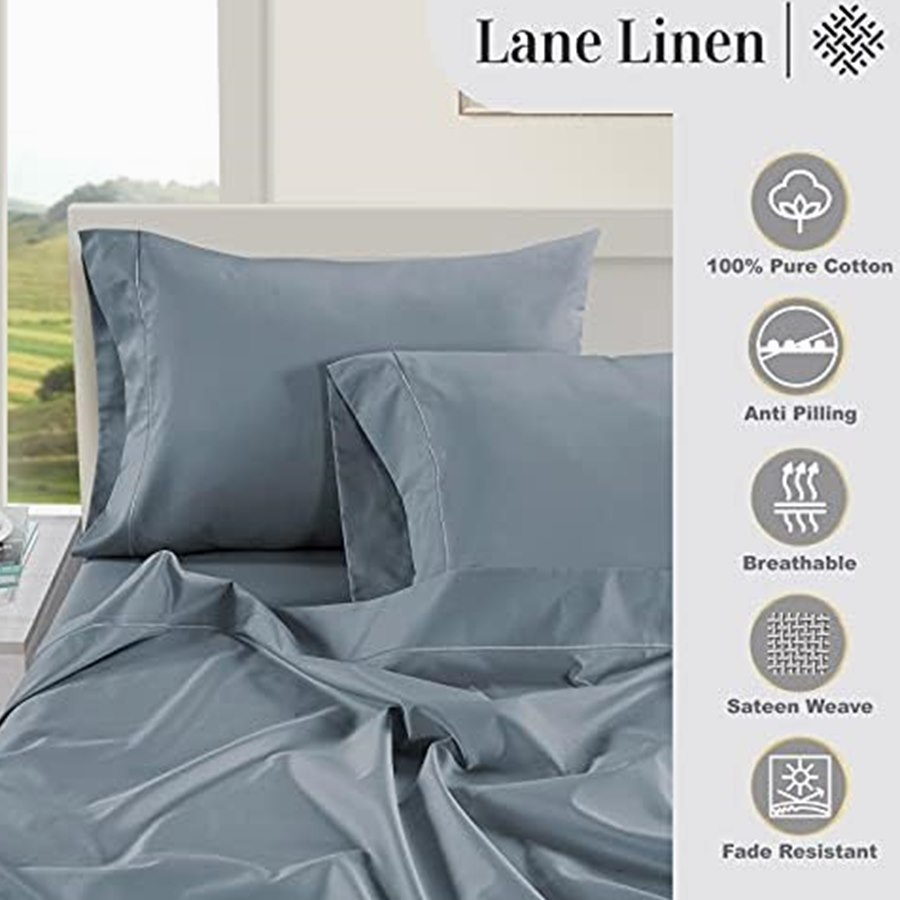 Queen 100% Egyptian Cotton Sheet Set, Mercerized Sateen — photo 6 of 6