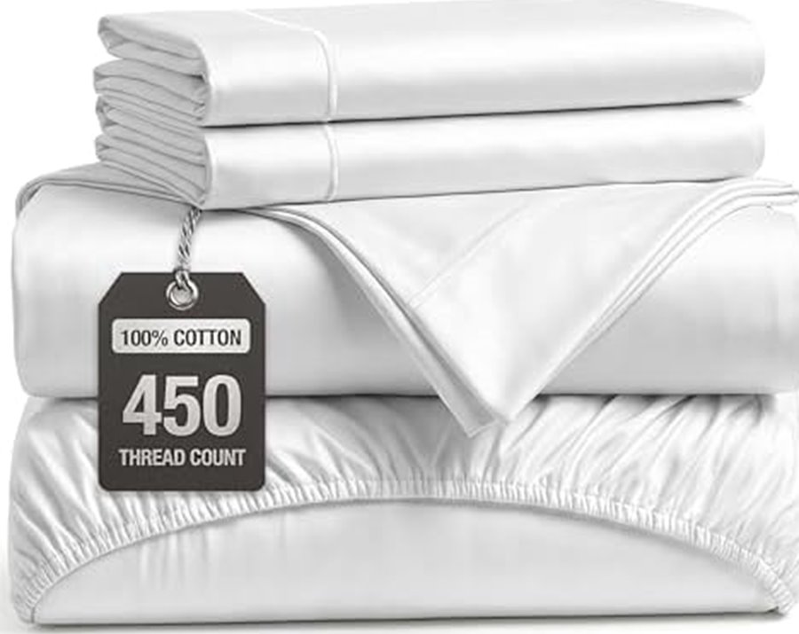 Queen 450-Thread-Count Sateen Sheet Set, Long-Staple Cotton, White — photo 2 of 6