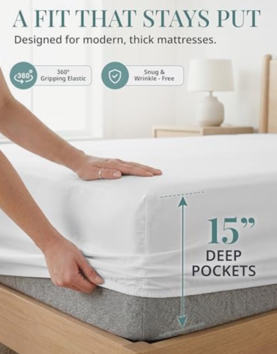 Queen 450-Thread-Count Sateen Sheet Set, Long-Staple Cotton, White — photo 5 of 6